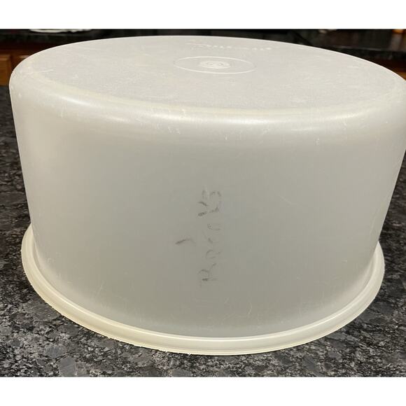 Vtg Tupperware Maxi Extra Tall Cake Carrier 1256-5 & 1257-4 White Speckled Base - Picture 6 of 13